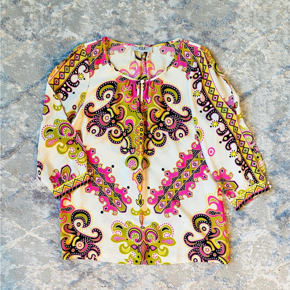 👀 NEW Designer Tubi New York 100% Silk Women's Top Size M